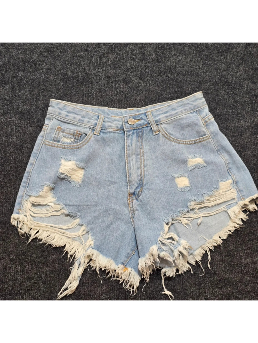 SHEIN Denim Cutoff Shorts Womens Small S Light Wash Shredded Distressed Frayed